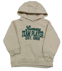 Béžová mikina s nápisem a kapucí F&F