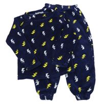 Tmavomodré chlupaté pyžamo s blesky 