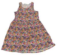 Tmavomodro-barevné květované bavlněné šaty H&M