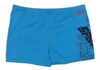 Azurové nohavičkové plavky s nápisem Speedo