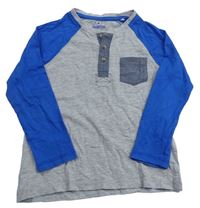 Šedo-modré triko s kapsou Lupilu
