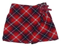 Červeno-tmavomodrá károvaná skort sukně s mašlí M&S