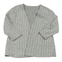 Šedý žebrovaý svetrový cardigan Shein