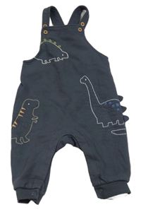 Tmavošedé laclové tepláky s dinosaury M&S