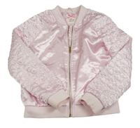 Světlerůžový saténový lehce zateplený bomber se srdíčky H&M