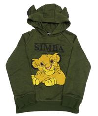 Olivová melírovaná mikina se Simbou a kapucí Disney