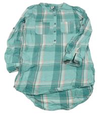 Světlemodro-růžová kostkovaná halenková tunika zn Yigga 