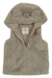 Šedá kožešinová podšitá vesta s kapucí F&F