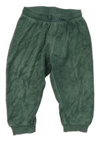 Tmavozelené sametové kalhoty H&M
