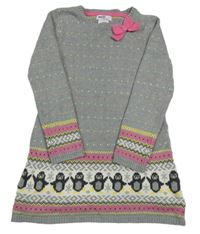 Šedé svetrové šaty se vzorem Bopster