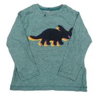 Zeleno-bílé melírované triko s dinosurem M&S