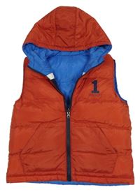 Červená šusťáková oboustranná zateplená vesta s kapucí Hacket