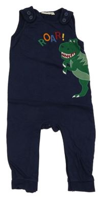 Tmavomodré laclové tepláky s dinosaurem Jojo Maman Bebé