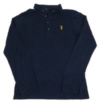 Tmavomodré vzorované polo triko s jelenem Next