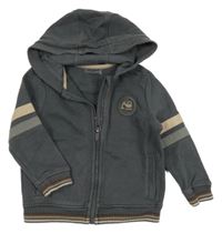 Šedá propínací mikina s bagrem a kapucí Nutmeg