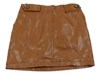 Hnědá koženková sukně s knoflíčky 