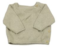 Béžový žebrovaný zavinovací svetr H&M