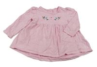 Růžovo-bílé pruhované bavlněné šaty s kytičkami Little Me