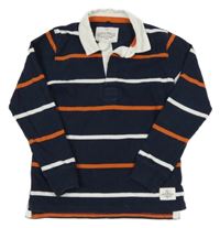 Tmavomodro-bílo-oranžové pruhované polo triko M&S