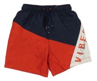 Červeno-tmavomodro-bílé plážové kraťasy Geoge 