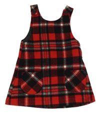 Červeno-černo-bílé kostkované vlněné šaty St. Bernard