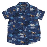 Tmavomodrá košile s palmami a letadly LC Waikiki