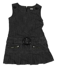 Tmavošedé riflové šaty s falešným páskem Vynil Fraise