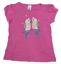 Růžové tričko s papoušky C&A