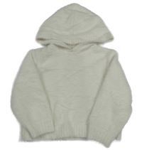 Bílý chlupatý svetr s kapucí H&M