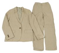 2set - Béžové lněné sako + kalhoty H&M