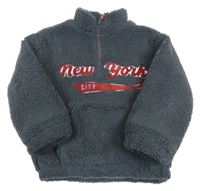 Šedá huňatá podšitá bunda s nápisem M&S