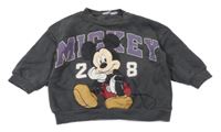 Tmavošedá oversize mikina s Mickeym 