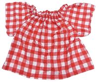 Červeno-bílá kostkovaná crop halenka ZARA