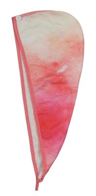 Jahodovo-růžovo-bílý froté turban 