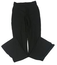 Černé žebrované flare kalhoty New Look