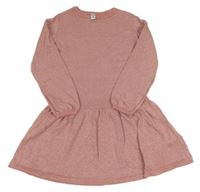 Starorůžovo-stříbrné melírované svetrové šaty dopodopo