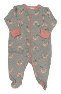 Šedo-růžový melírovaný overal s duhami Gerber