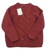 Nové - vínový melírovaný svetr se vzorem Tu