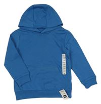 Nové - modrá mikina s kapsou a kapucí St. Bernard