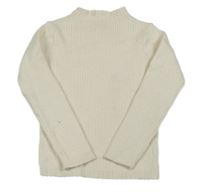 Smetanový žebrovaný vzorovaný svetrový rolák St. Bernard