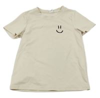 Smetanové tričko se smajlíkem SHEIN