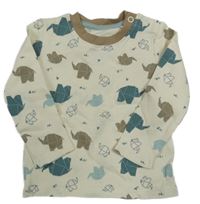 Smetanovo-hnědé triko se sloníéky lupilu