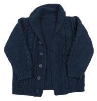 Tmavomodrý vzorovaný propínací svetr Matalan