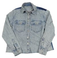 Světlemodro-modro-tmavomodrá plísňová riflová košilová bunda ONLY