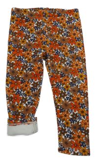 Bílo-květované teplákové zateplené legíny SeRGeNT MaJoR 