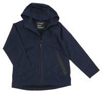 Tmavomodrá šusťáková jarní bunda se znakem a kapucí Next