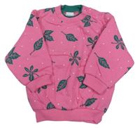 Tmavorůžová zateplená mikina s lístečky