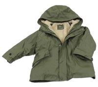 Khaki nepromokavá zateplená bunda s kapucí ZARA