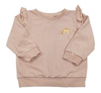 Pudrová mikina s duhou a volánky SHEIN