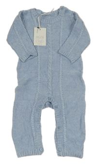 Nové - světlemodrý melírovaný vzorovaný svetrový overal miniclub